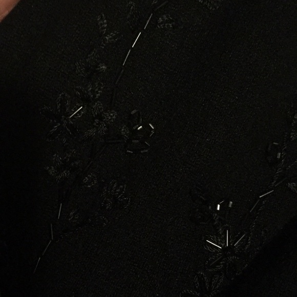 Beautiful Black Subtle beadwork Cardigan Sweater - Picture 3 of 3
